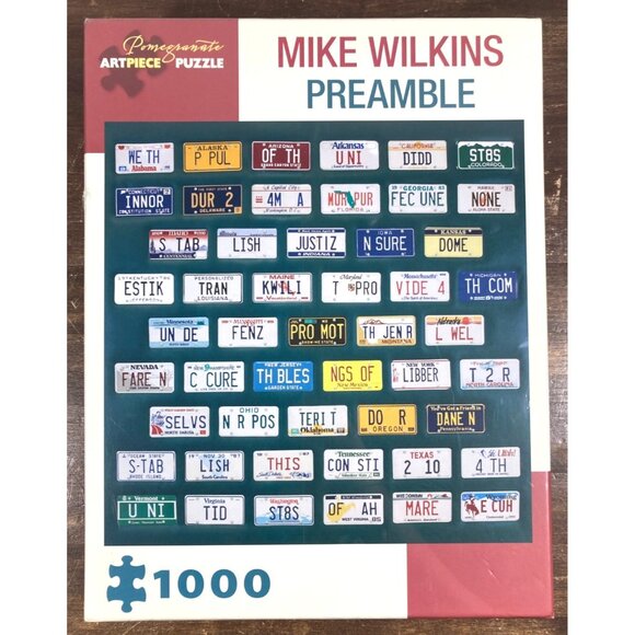 Mike Wilkins Preamble 1000-Piece US Constitution License Plate Jigsaw Puzzle NEW - Picture 1 of 3
